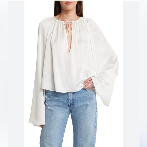 FRAME Women's Shirred Ivory Blouse NWT Size M - Picture 13 of 13